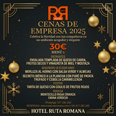 Cenas de Empresa por 30€ 2025 - Hotel Ruta Romana