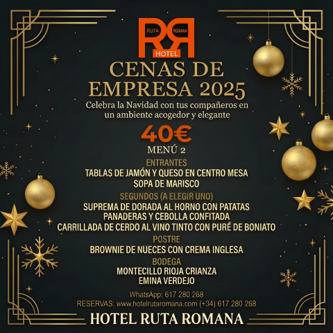 Cenas de Empresa por 40€ 2025 - Hotel Ruta Romana