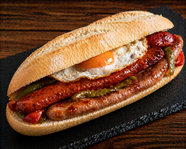 Bocadillo Especial Camionero Sagunto - Longaniza Chorizo Huevo y Pimiento