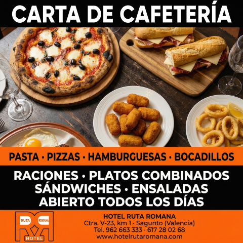 Carta Cafetería Hotel Ruta Romana Sagunto