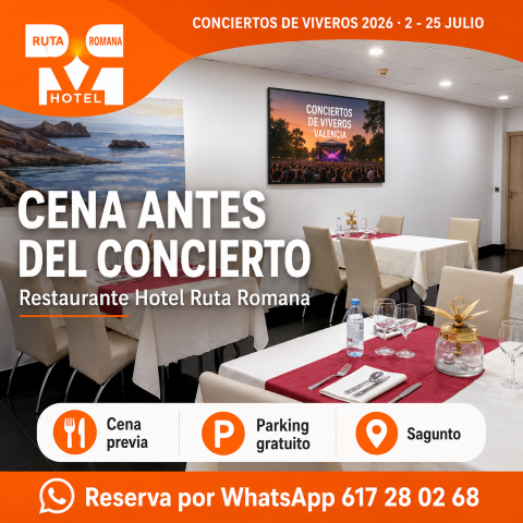 Cena previa a los Conciertos de Viveros en el restaurante del Hotel Ruta Romana