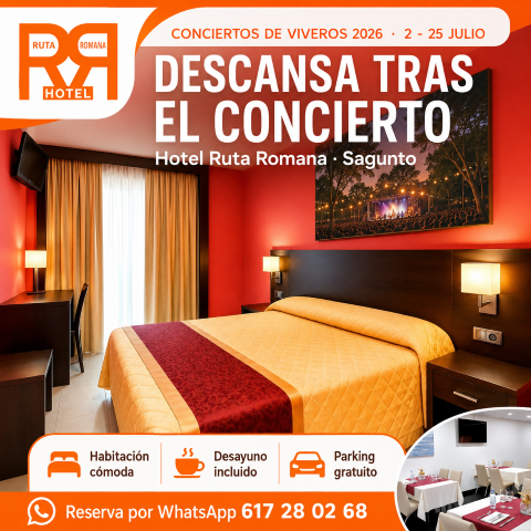 Alojamiento con desayuno en el Hotel Ruta Romana para los Conciertos de Viveros 2026