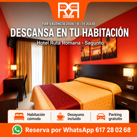Alojamiento con desayuno en el Hotel Ruta Romana para el FAR València 2026