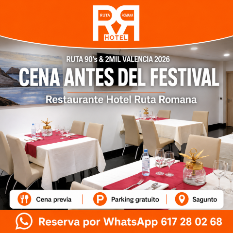 Cena previa a la Ruta 90's & 2MIL Valencia en el restaurante del Hotel Ruta Romana