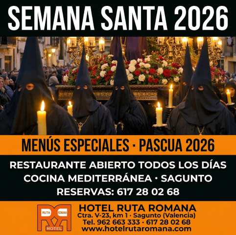 Semana Santa 2026 Sagunto - Menús especiales Pascua - Hotel Ruta Romana