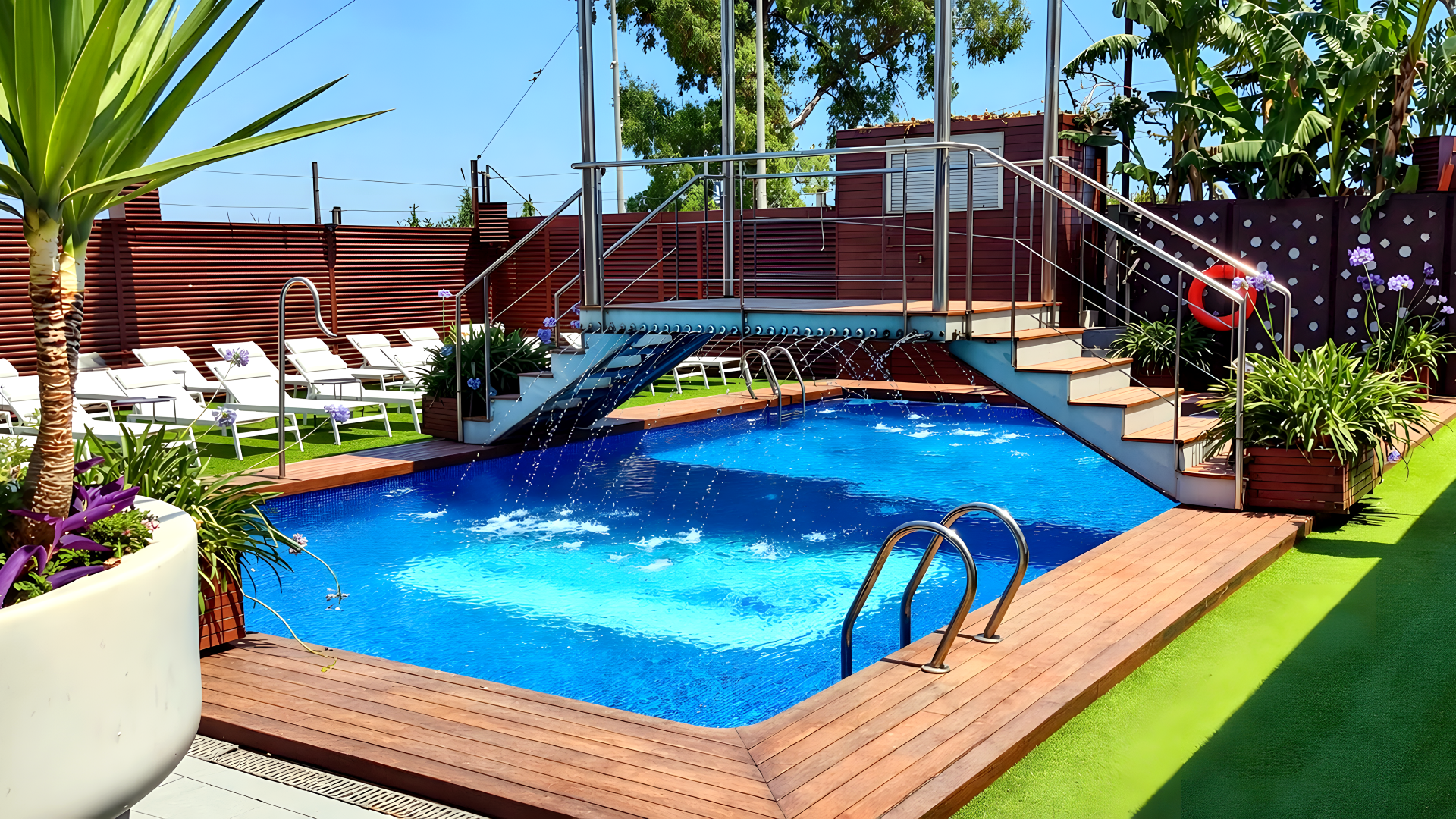 Vista general de la piscina del Hotel Ruta Romana en Sagunto