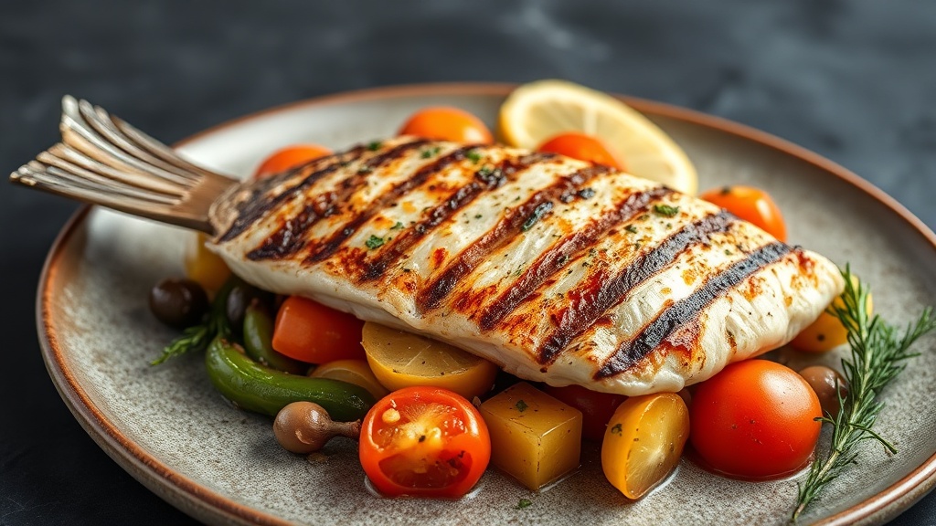 Dorada en la espalda con vegetales y panaderas Sagunto