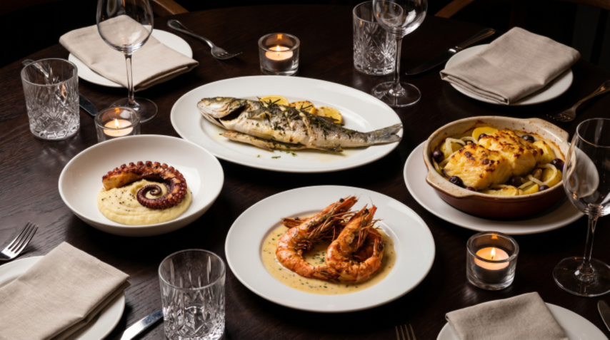 Pescados y mariscos del Restaurante Ruta Romana Sagunto