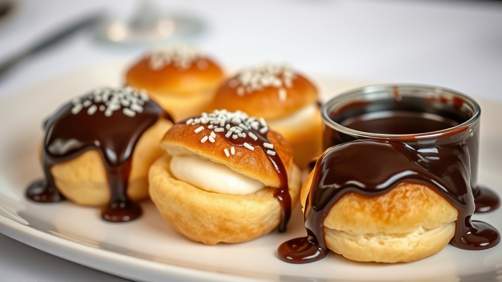 Profiteroles con chocolate Sagunto