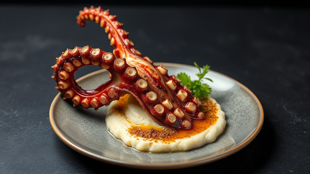 Pata de pulpo con parmentier truffado Sagunto