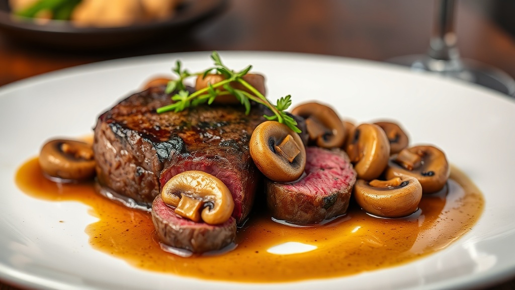 Solomillo de ternera con salteado de setas Sagunto